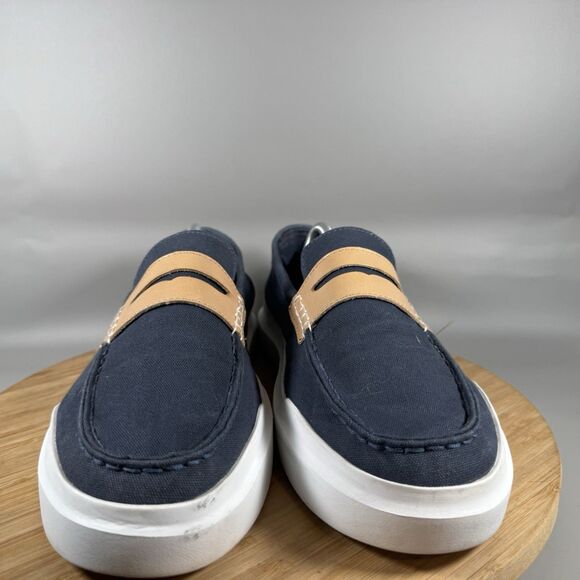 Cole Haan Mens GrandPro Rally Canvas Penny Loafers Size 11 M Blue Beige C34727 - Picture 2 of 8